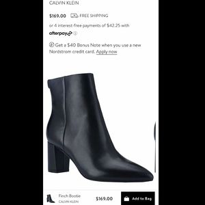 BRAND NEW Calvin Klein Black Leather Boots size 8.5 with pointed toe - Nordstrom